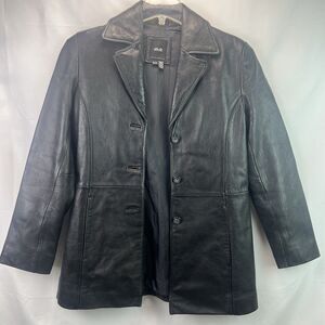 Vintage JLC New York Women’s Black Leather Button Front Jacket Size Small 90s